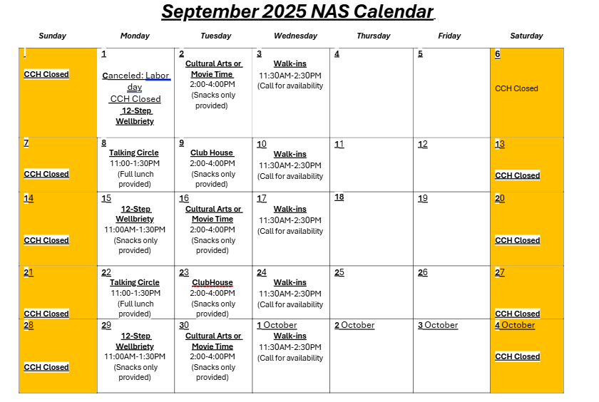 NAS Calendar - September
